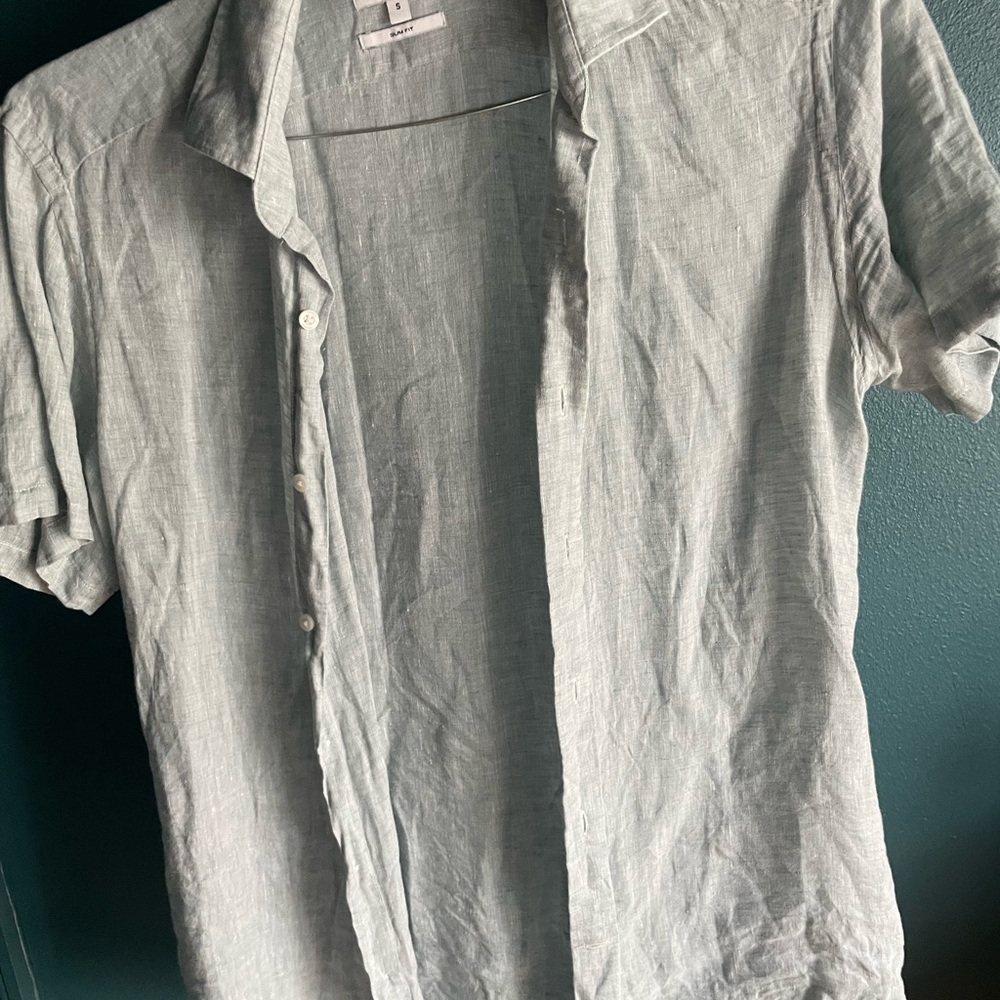 Reiss Linen Shirt - Light Aqua